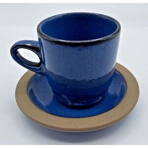 Vintage Heath Ceramics Stack Mug & Saucer Moonstone Rim Line Commune RARE